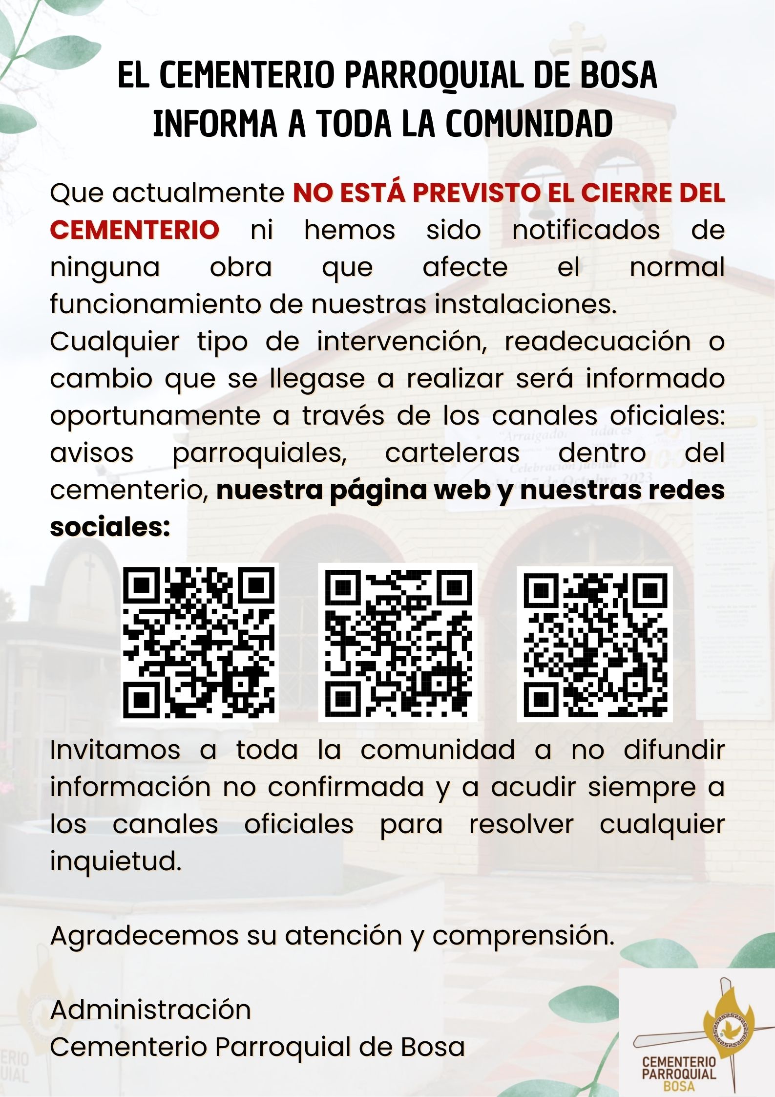 Información importante para la comunidad